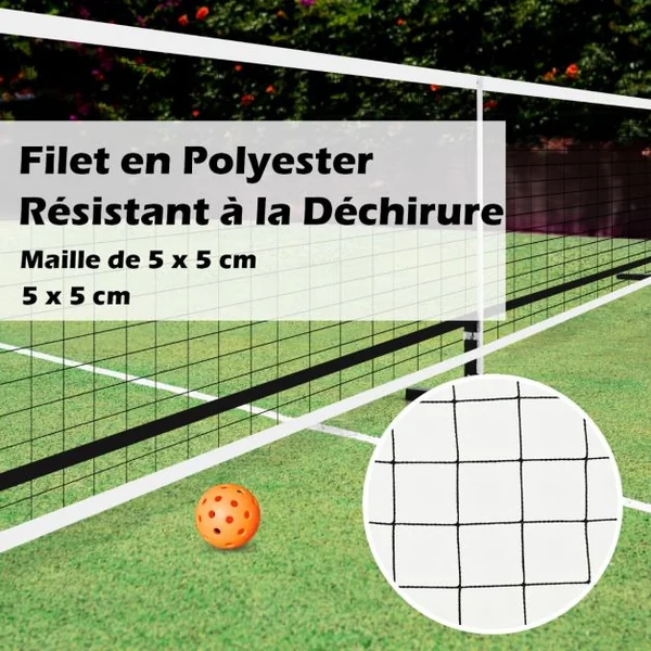 Filet de Pickleball Portable de 670 x 92 cm Tuyaux Métalliques Filet Badminton Exterieur en Polyester avec Sac de Transport en Oxford