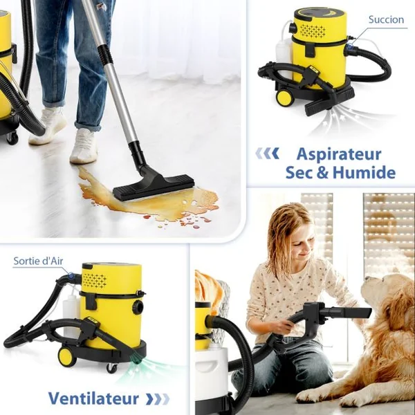 Filtre HEPA de Haute Qualité Portable avec Aspiration 1200W et 17 KPA Shampouineuse avec 9 Accessoires&Fonctionnement de la Télécommande