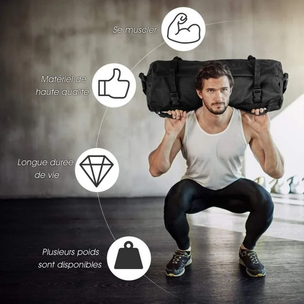Fitness Sacs de Sable pour l'Entraînement Sac de Poids Lourds Renforcé pour l'Entraînement pour la Musculation Exercise 18 KG
