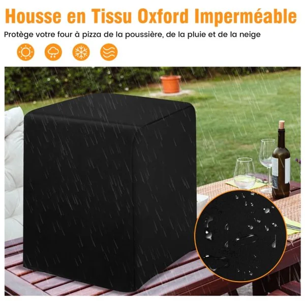 Four à Pizza à Bois Portable Construction Robuste à 3 Couches Pierre à Pizza de 33Cm Pelle à Pizza Grill à Pizza Noir