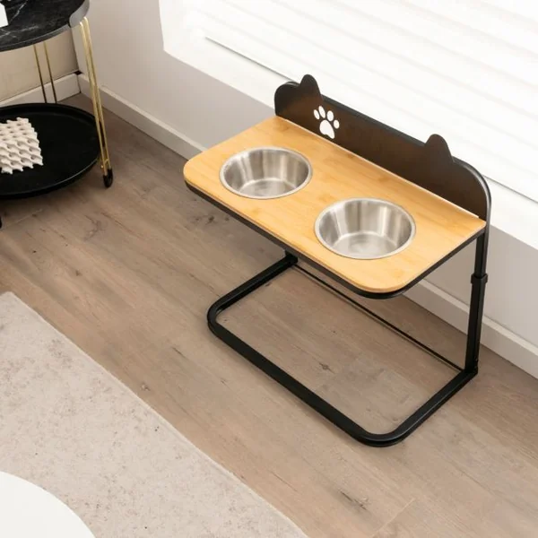 Gamelles Double pour chien Surélevé Hauteur Réglable Bols Amovibles en Acier Inox. Marqueur Porte Gamelles pour Chien