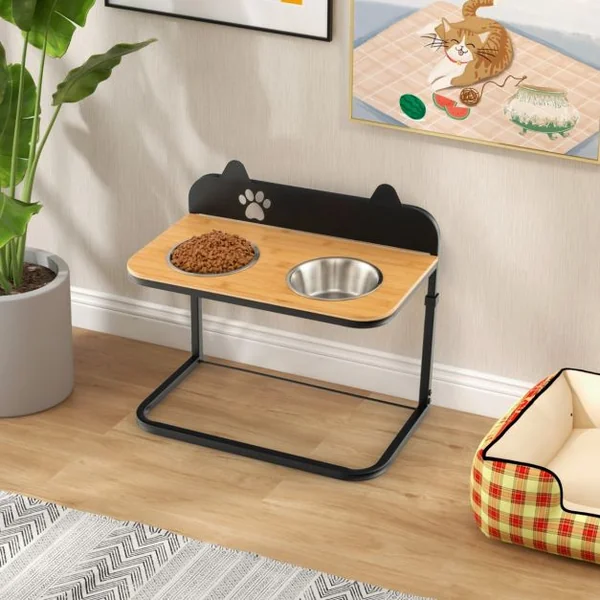 Gamelles Double pour chien Surélevé Hauteur Réglable Bols Amovibles en Acier Inox. Marqueur Porte Gamelles pour Chien
