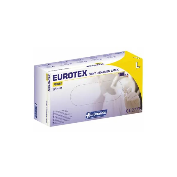 Gant d'examen Eurotex Euromedis - Latex poudré (Boîte de 100)