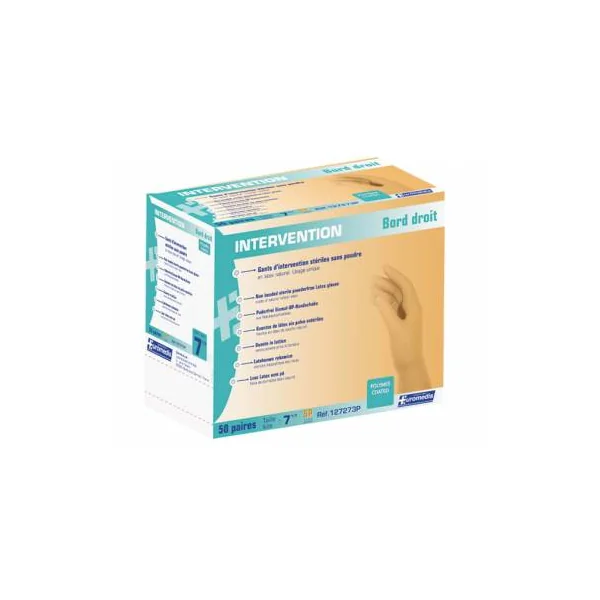 Gant d'examen stérile latex sans poudre Euromedis (Boîte de 50)
