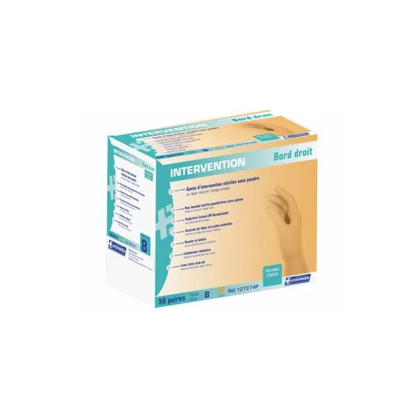 Gant d'examen stérile latex sans poudre Euromedis (Boîte de 50)