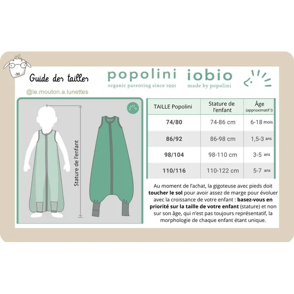 Gigoteuse à pieds en Polaire de Laine Mérinos bio - IOBIO by POPOLINI