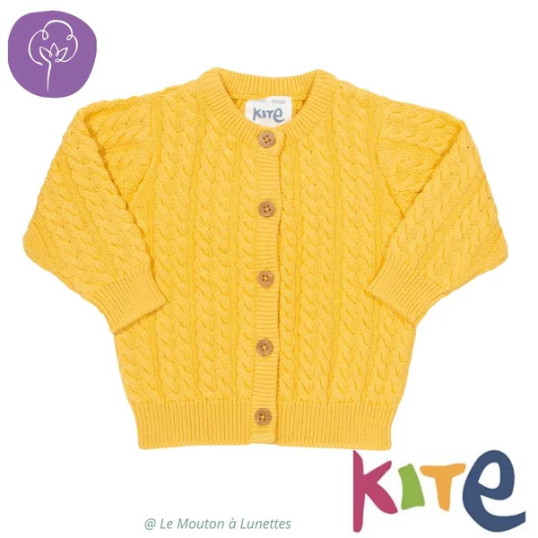 Gilet en tricot de coton bio avec torsades - Kite clothing - Fin de série