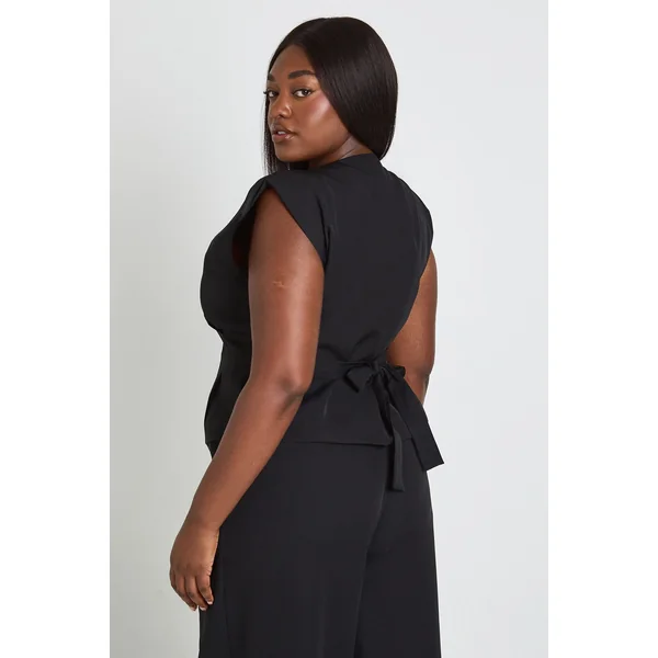 Gilet Grande Taille Sans Manches À Taille Cintrée