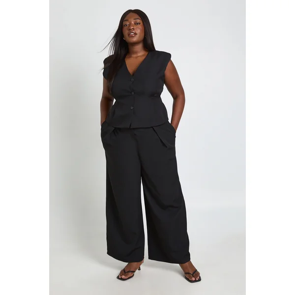 Gilet Grande Taille Sans Manches À Taille Cintrée