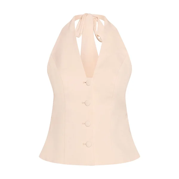 Gilet Sans Manches À Col Licou Avec Boutonnage