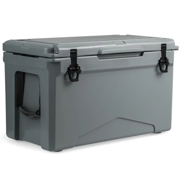 Glacière Isotherme Portable 47 L avec Bouchon de Vidange et Porte-gobelets Glacière Rigide Étanche Rétention de Glace de 5 à 7 Jours Brun Clair