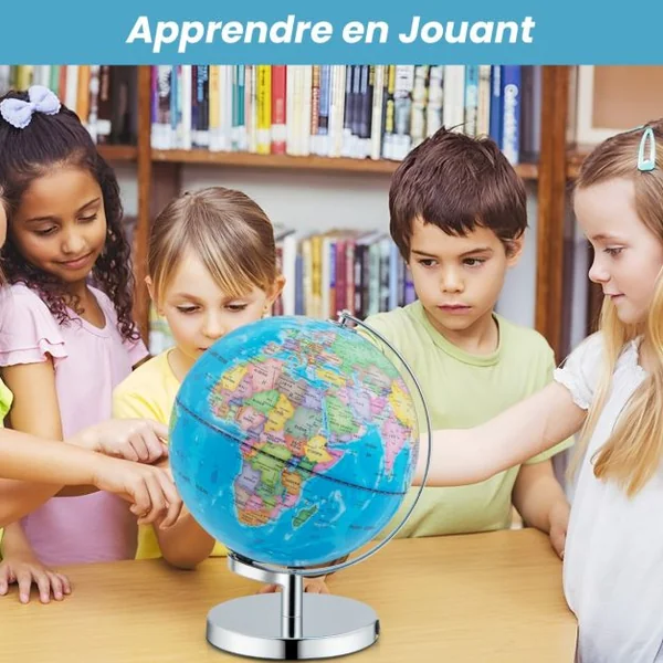 Globe Terrestre 23 cm Globe Jour & Nuit Lumineux S’illumine avec la Carte des 88 Constellations Déco. de Bureau Ecole