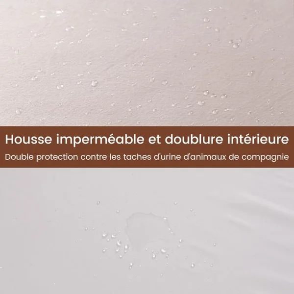 Grand Lit pour Chien en Mousse à Mémoire avec Housse Amovible et Fond Antidérapant Coussin Orthopédique pour Chien Beige