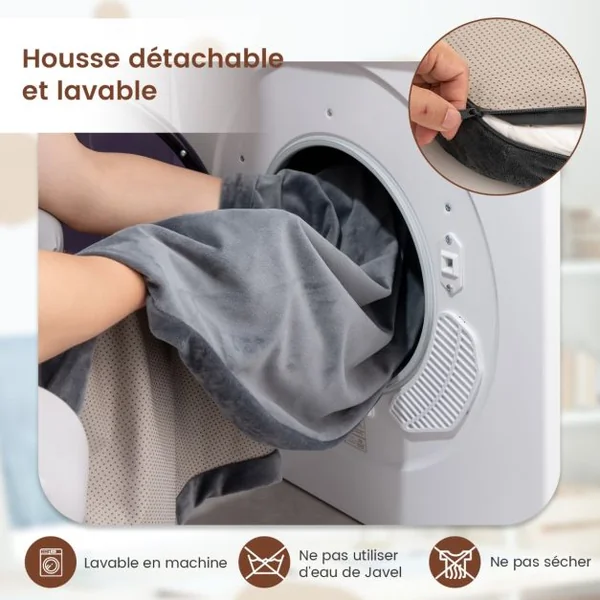 Grand Lit pour Chien en Mousse à Mémoire avec Housse Amovible et Fond Antidérapant Coussin Orthopédique pour Chien Gris