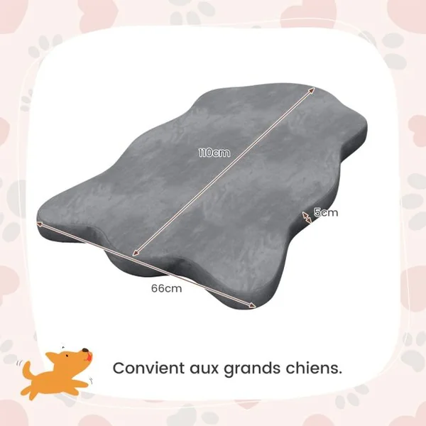 Grand Lit pour Chien en Mousse à Mémoire avec Housse Amovible et Fond Antidérapant Coussin Orthopédique pour Chien Gris