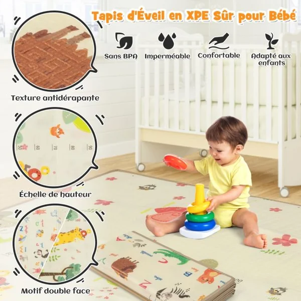 Grand Parc pour Bébé avec Tapis Parc de Jeu Sécurisé avec Panier de Basket et Filets de Football Portes Zippées Ventouses Supplémentaires Gris Foncé