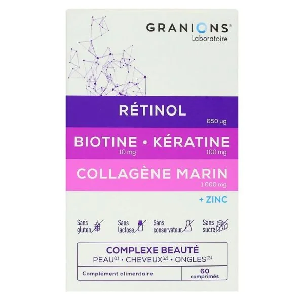 GRANIONS Complexe Beauté peau cheveux ongles 60 comprimés