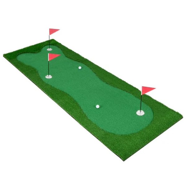 Green de Putting de Golf Tapis d'Entraînement Professionnel avec Pelouse Artificielle Réaliste 3 Trous 3 Drapeaux & Gobelets 300 x 100 CM