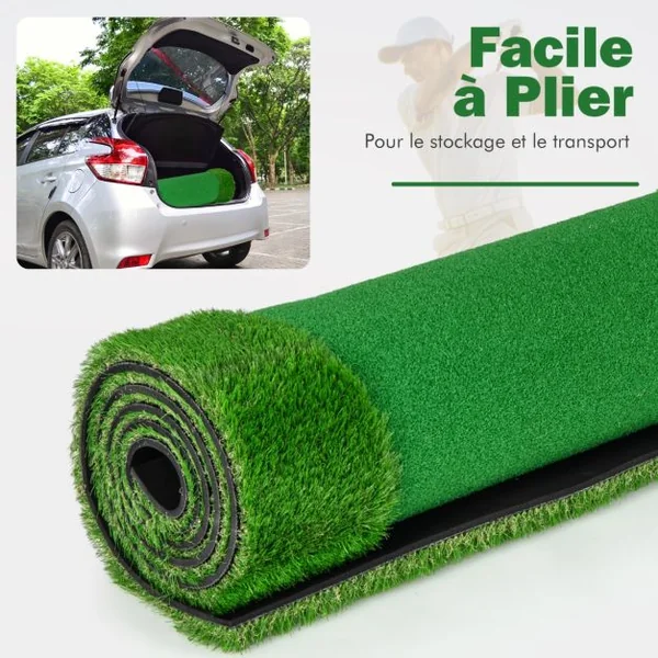 Green de Putting de Golf Tapis d'Entraînement Professionnel avec Pelouse Artificielle Réaliste 3 Trous 3 Drapeaux & Gobelets 300 x 100 CM
