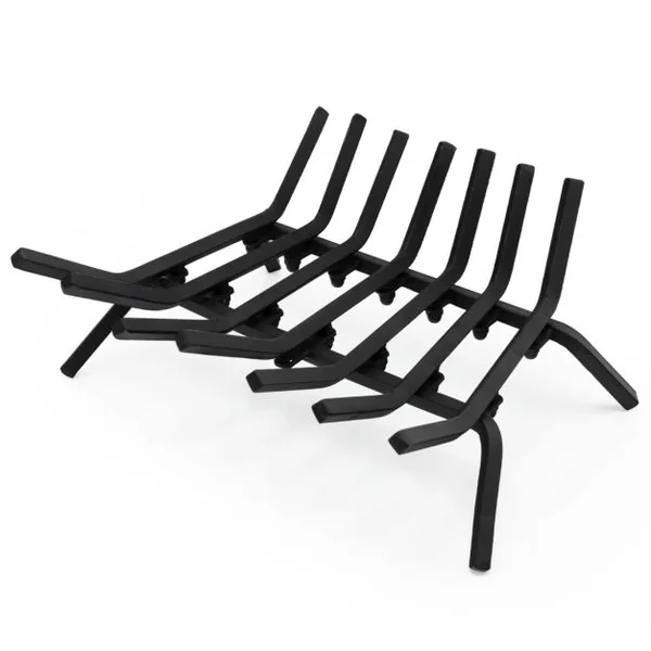 Grille de Cheminée 46 CM Support à Bûches de Cheminée en Fer Robuste 7 Barres de Fer de 14 MM Support à Bois de Chauffage Intérieur Extérieur