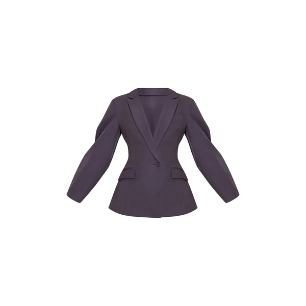 Gris Anthracite Blazer À Manches Cocon Et Détail Asymétrique
