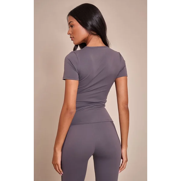 Gris Anthracite Haut De Sport Tall À Panneaux Côtelés Et Fronces Devant Sculptant