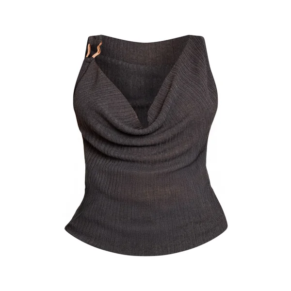 Gris Anthracite Haut En Maille Col Bénitier Avec Détails Contrastés Grande Taille