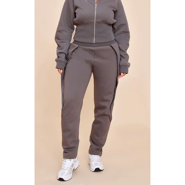 Gris Anthracite Joggers Cocon Taille Haute À Plis Frontaux Shape