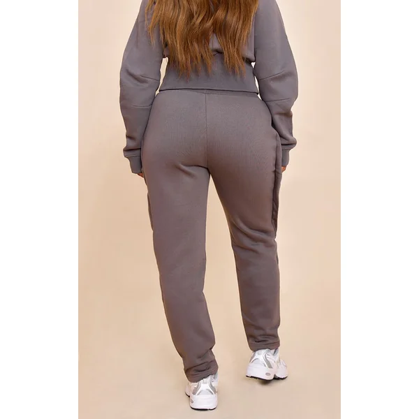 Gris Anthracite Joggers Cocon Taille Haute À Plis Frontaux Shape