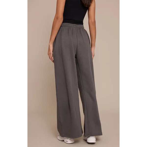 Gris Anthracite Jogging Taille Haute Jambes Larges
