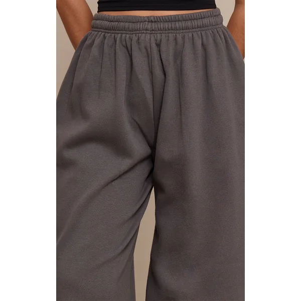 Gris Anthracite Jogging Taille Haute Jambes Larges