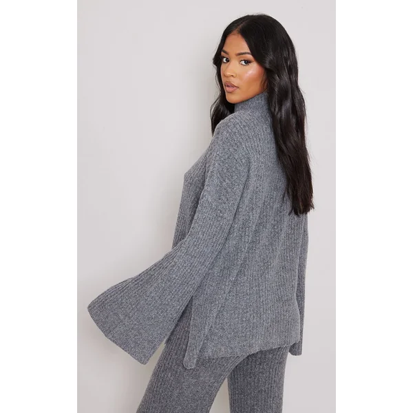 Gris Anthracite Synthétiquell Oversize En Maille Côtelée Luxe Tall