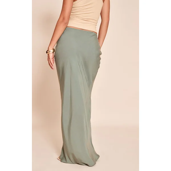 Gris Ardoise Jupe Longue Basique En Tencel