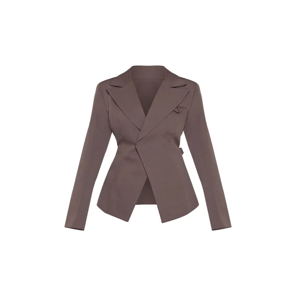 Gris Blazer Ajusté Asymétrique Croisé Avec Taille Ajustable Shape