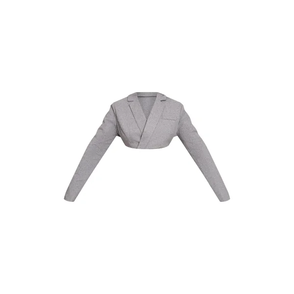 Gris Blazer Court Ajusté Taille Réglable À Chevrons Shape