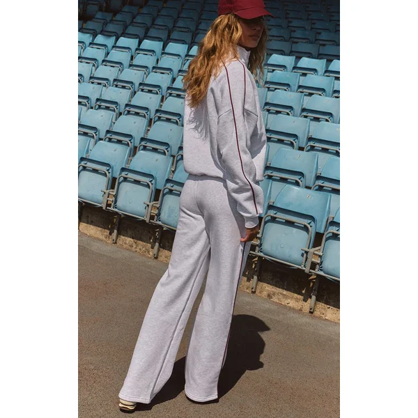 Gris Cendré Joggers Resserrés Avec Passepoil Contrasté Plt