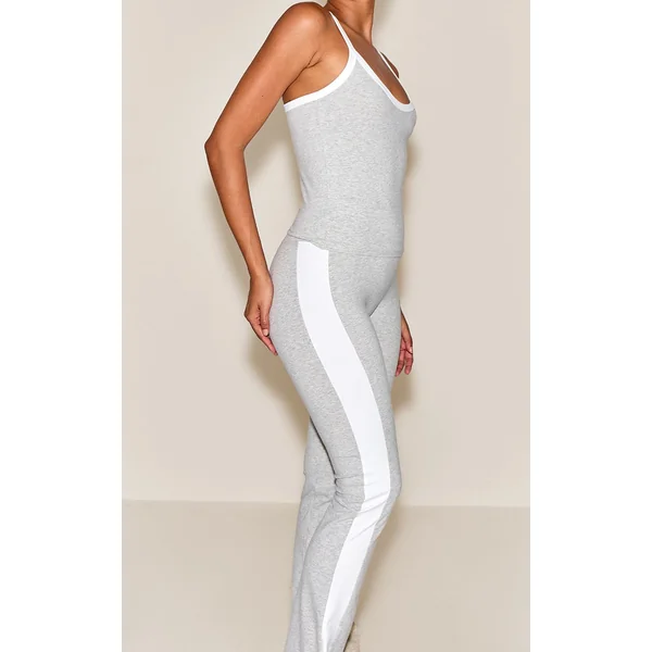 Gris Cendré Pantalon De Yoga À Empiècements Contrastants Sculptants