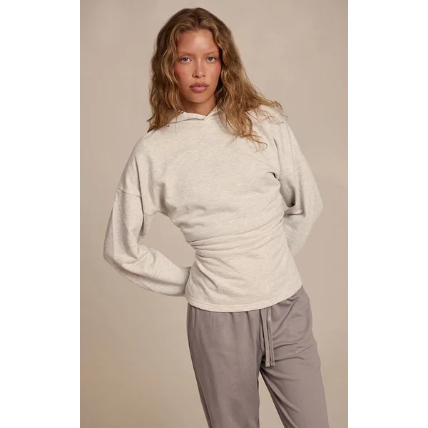 Gris Cendré Sweat À Casynthétiqueche En Molleton Avec Taille Cintrée