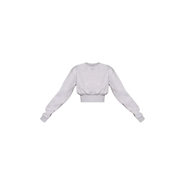 Gris Cendré Sweat-shirt Court Taille Haute