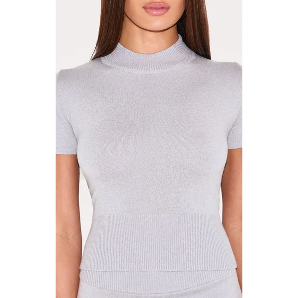 Gris Cendré T-shirt Basique En Maille