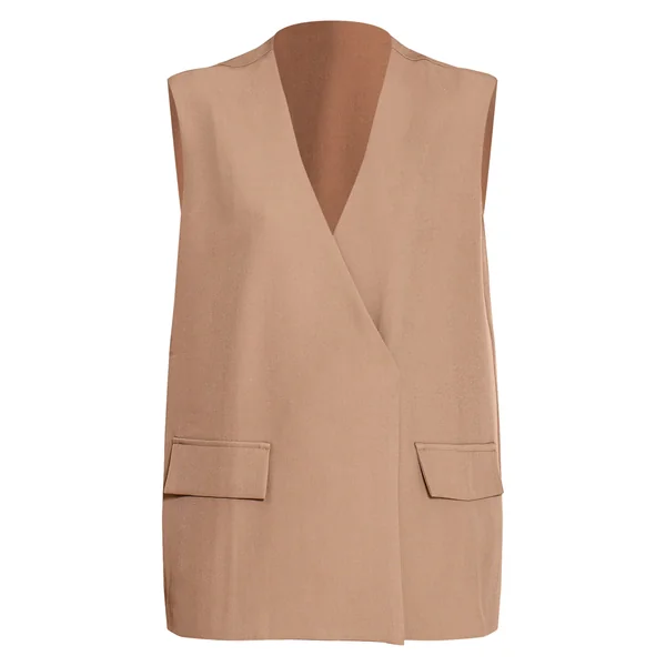 Gris Champignon Gilet Long Oversize À Coupe Carrée
