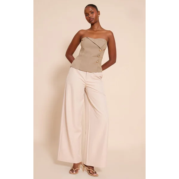 Gris Champignon Top Bandeau À Détail De Passepoil Tissé