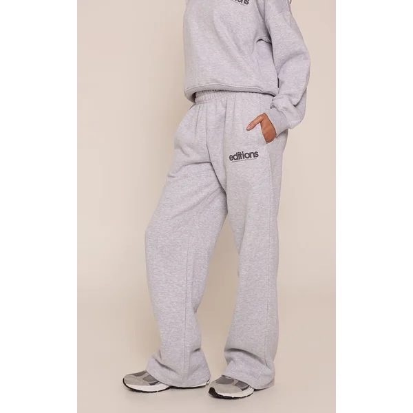 Gris Chiné Jogging Droit Imprimé Editions Gris Chiné