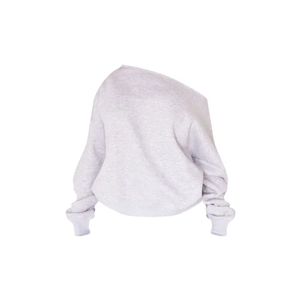 Gris Chiné Sweat Shape À Bords Bruts Et Épaule Tombante