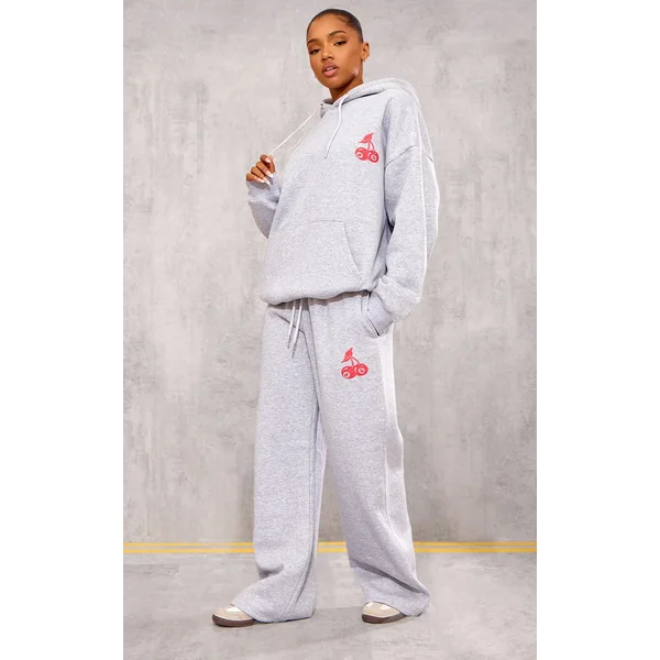 Gris Chiné Sweat À Casynthétiqueche Oversize Imprimé Cerises