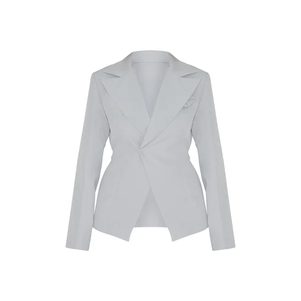 Gris Clair Blazer Ajusté Asymétrique Croisé Avec Taille Ajustable Shape