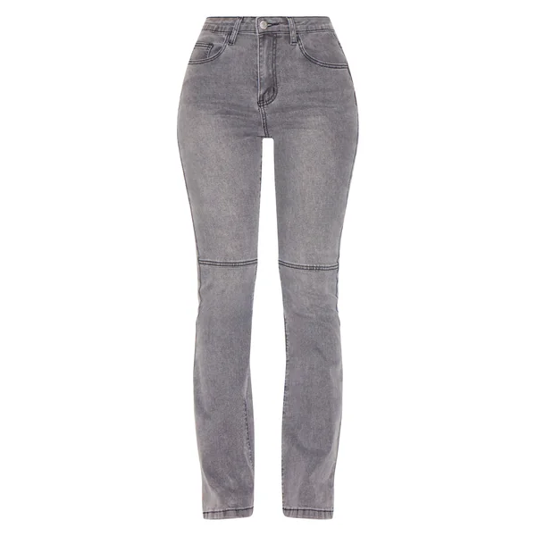 Gris Jean Évasé À Détails De Coutures