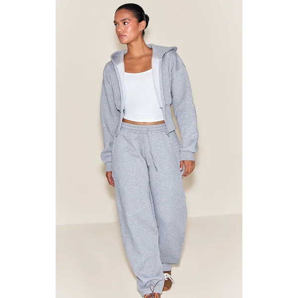 Gris Joggers Jambe Tonneau Chiné Gris