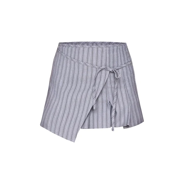 Gris Jupe Plissée Rayée À Détail Ceinture Nouée Portefeuille