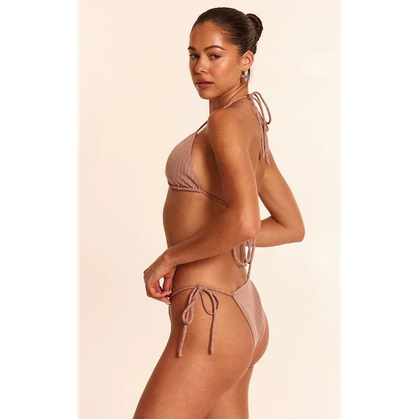 Gris Pierre Bas De Bikini À Fines Rayures Avec Liens Sur Les Côtés